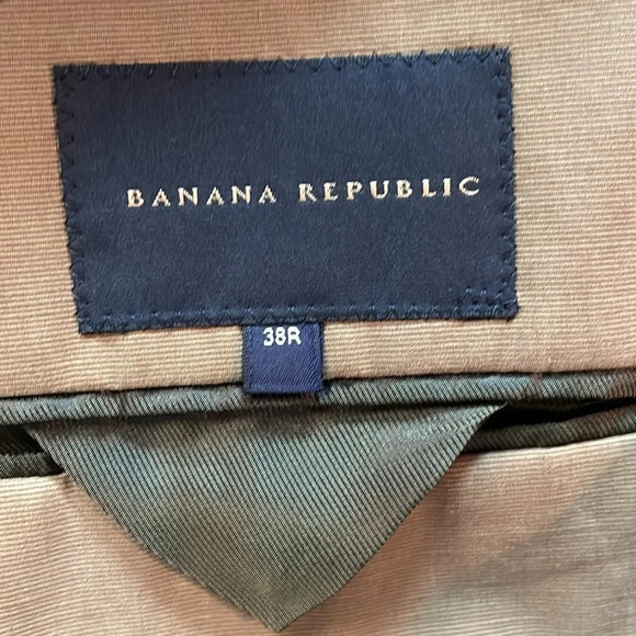 Banana Republic mens suit jacket tan brown cotton 3 button size 38R - Picture 10 of 13
